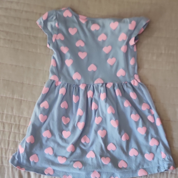 Kids Heart Print Dress - Blue and Pink - Picture 3 of 3